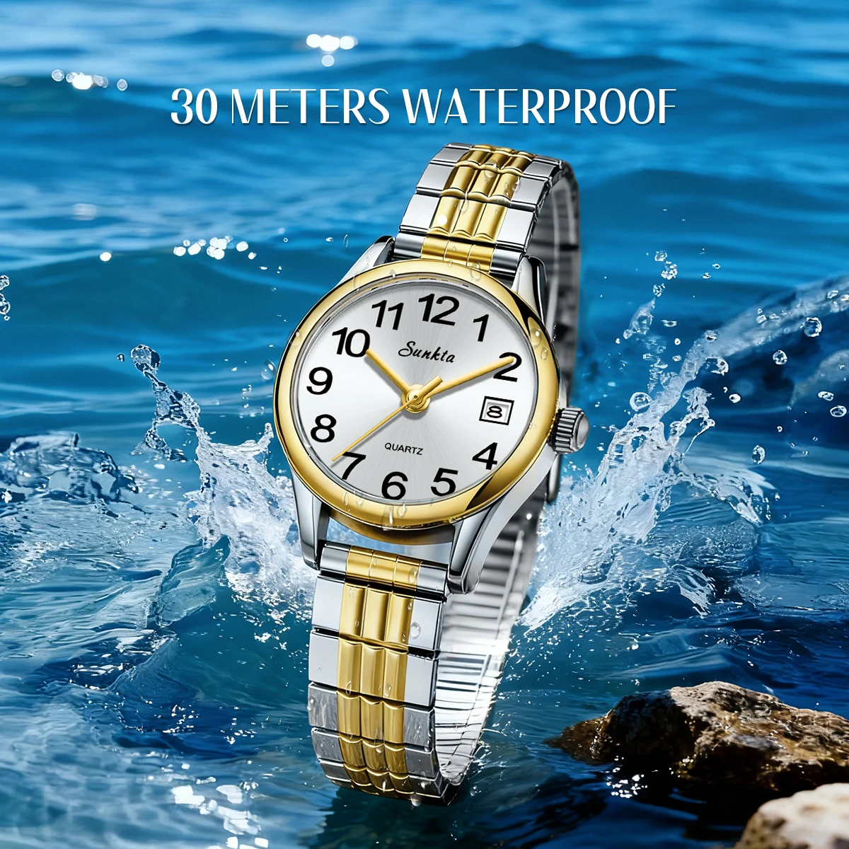 ساعة كوارتز فاخرة من LIGE للنساء، ساعة أنيقة من الفولاذ المقاوم للصدأ، مضيئة مقاومة للماء، تاريخ تلقائي، ساعة يد للسيدات