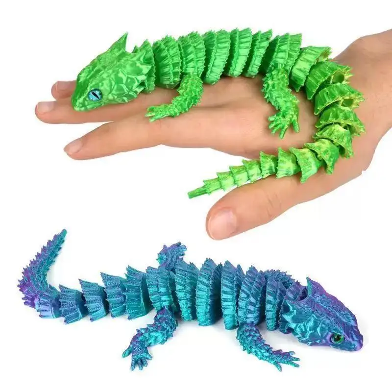 3D Printed Conjoined Lizard Statue Ornaments, Movable Cartoon, Creative Desk Plants, Rockery, Fish Tank Landscaping Decoration