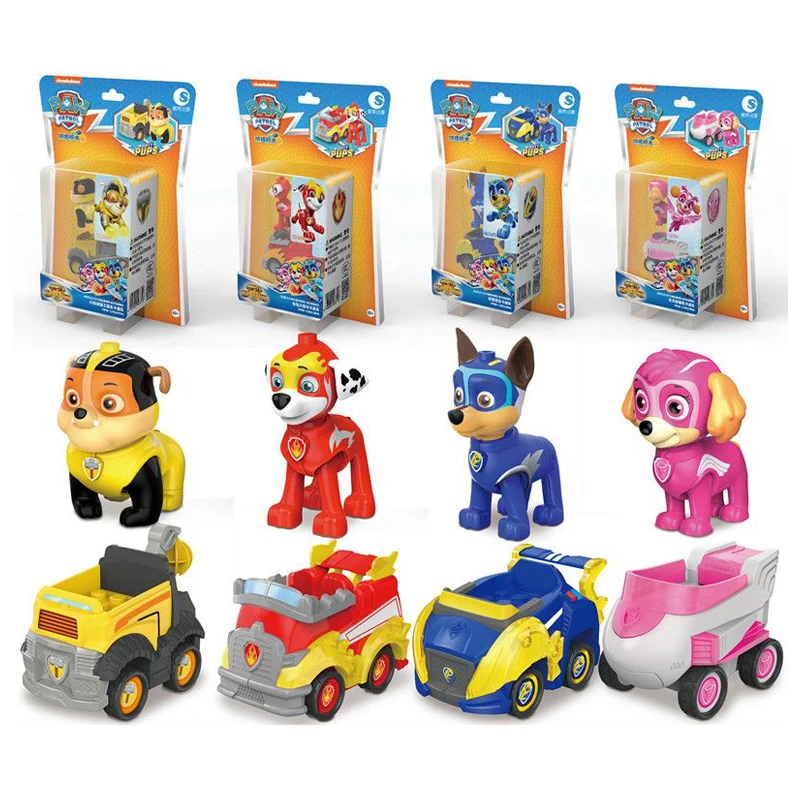 Paw Patrol Toy Supercar Chase Skye Marshall Pull Back Cars Playset Building Blocks Action Figure Children Toys Christmas Gift