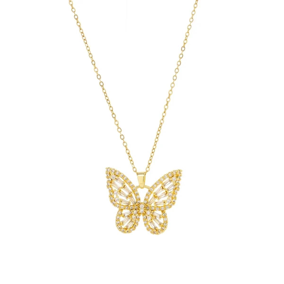 Запуск нового продукта: легкое роскошное женское ожерелье из титановой стали с циркониевой бабочкой, модное и универсальное 9527