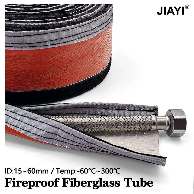 Fiberglass Tube Silicone Resin Coated High Temperature Resistant Glass Fiber Fire Retardant Casing Pipe Braided Fireproof Sleeve