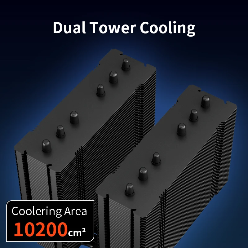 X-GAMERX MK6 dual tower radiator CPU fan ARGB digital display six copper tube desktop computer air cooling LGA1851 1700 115X AM5 image 5