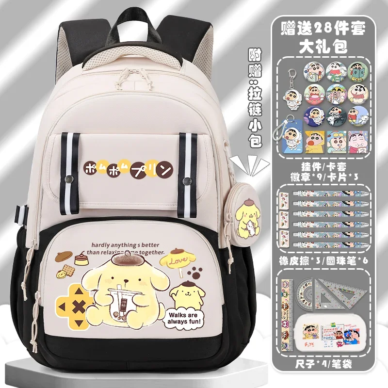 Sanrio Pom Pom Purin Children's Cartoon Schoolbag Male and Female Students Decompression SpineProtection Large Capacity Backpack