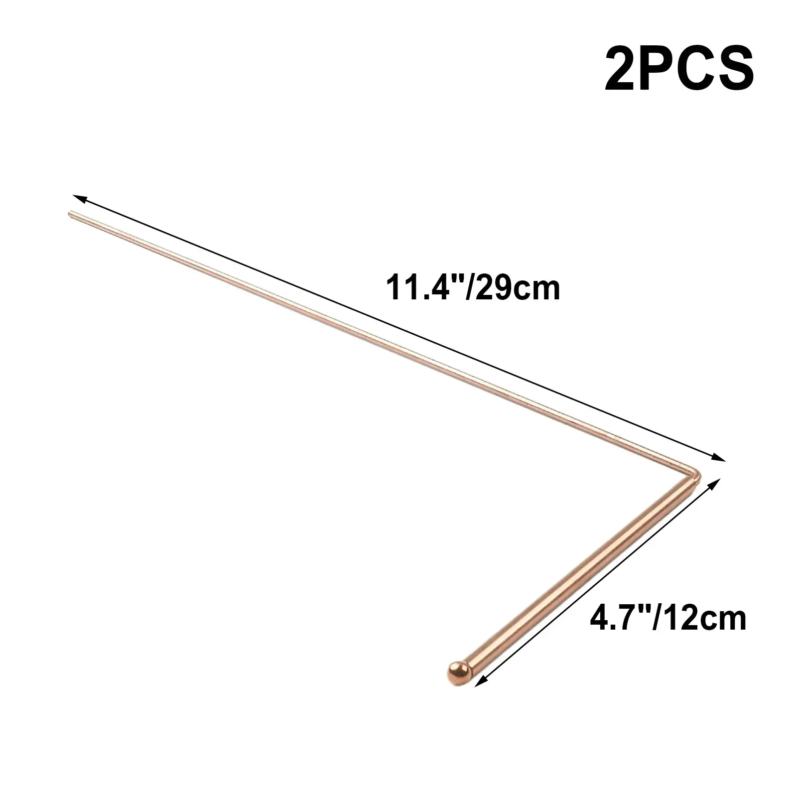 2 X 99.9% Copper Detector Metals Dowsing Rods For Water Treasure Finding Tools 13.86X6.93X0.71Inche Divining Copper Probing Rod