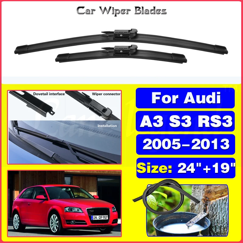 

Wiper Front Wiper Blades For Audi A3 S3 RS3 2005-2013 2006 2007 2008 2009 2010 2011 Windshield Windscreen Front Window 24"+19"