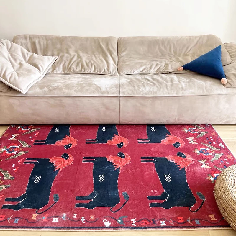 

Retro Artistic Animal Carpet Persian Large Area Fluff Living Room Carpets Comfortable Soft Bedroom Rugs Abstract Lion Rug Tapete