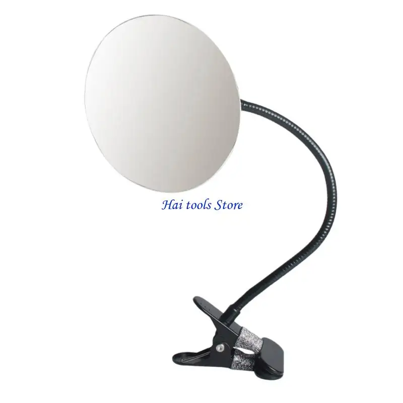 X37E Frameless Rectangle/Round Convex Security Mirror with Adjustable Clip for Desk or Cabinet Computer Rear View Monitoring