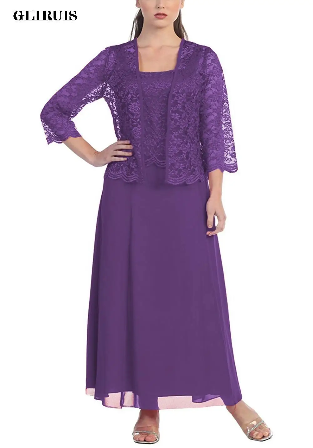 Mother of the Bride Dresses With Jacket Ankle Length Lace Chiffon Wedding Guest Dress Evening Gown Customized image 6