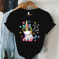 Short Sleeve T -Shirt Cool Unicorn Print Women Summer Casual Harajuku Shirt Woman Y2k Aesthetic Graphic Clothes Cartoon Tshirt