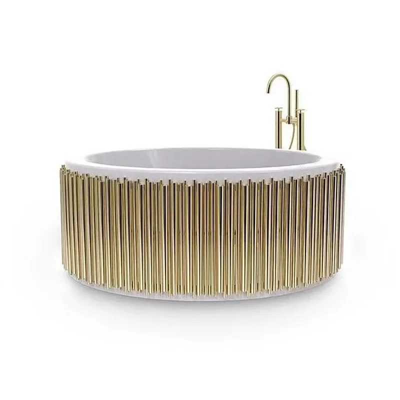 High Point Art Portuguese Round Designer Symphony Series 34 Stainless Steel Bathtub Hotel Mansion Bathing Basin