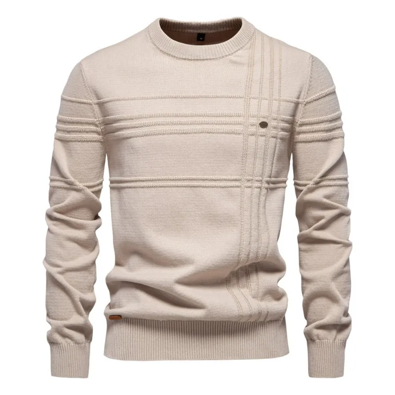 

Autumn Winter Semi-turtleneck Sweater Men's Warm Jacquard Hot Diamond Fashion Thickened Casual Knitted Sweater Bottoming Shirt