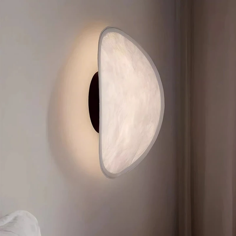 

American Iron Base LED Wall Lamp Rotundity White Paper Lampshade Moden Living Room Bedroom Restaurant Corridor Atmosphere Sconce