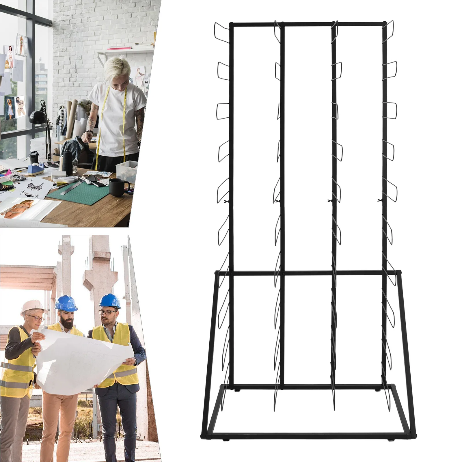 Vloerstaand opbergrek Papierrollen Opbergrek Materiaal Roll Dsplay Rack met 4 voetkussentjes Office Print Shop Organizer