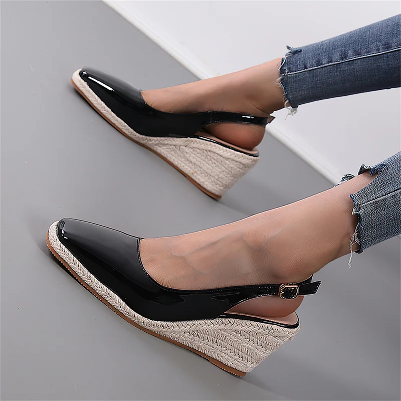 Sapato Feminino Sandalias Mujer Sapatos Mulher Platform Wedges Sandals Shoes Heel For Dresses Summer Slip On Wedge Espadrilles