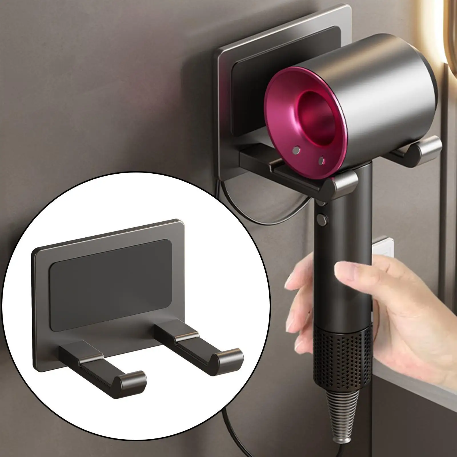 

Настенный держатель для фена, экономия места, прочная алюминиевая износостойкая подставка для хранения для общежитий, домашний салон, спальня, парикмахерская