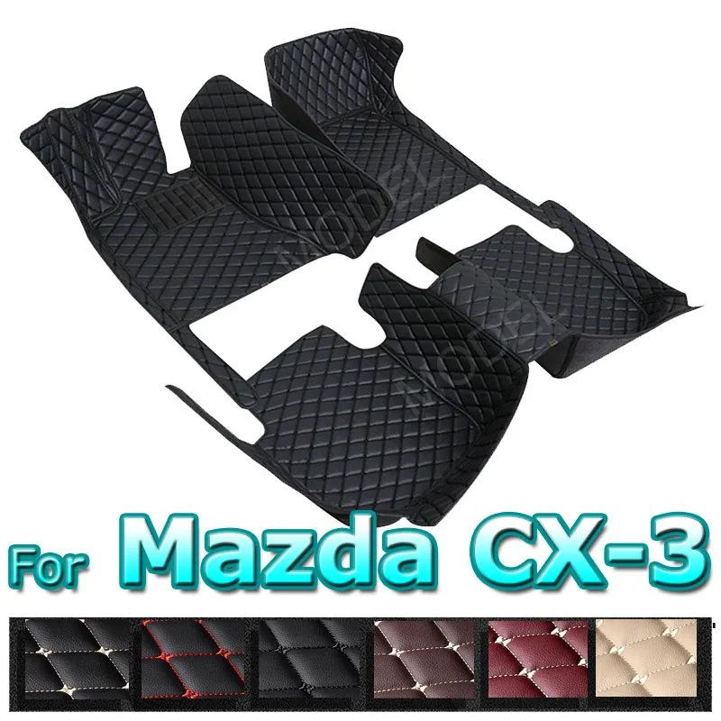 Car Floor Mats For Mazda CX-3 CX3 DK 2016~2022 Leather Luxury Mat Protective Rug Carpet Set Auto Interior Parts Car Accessories