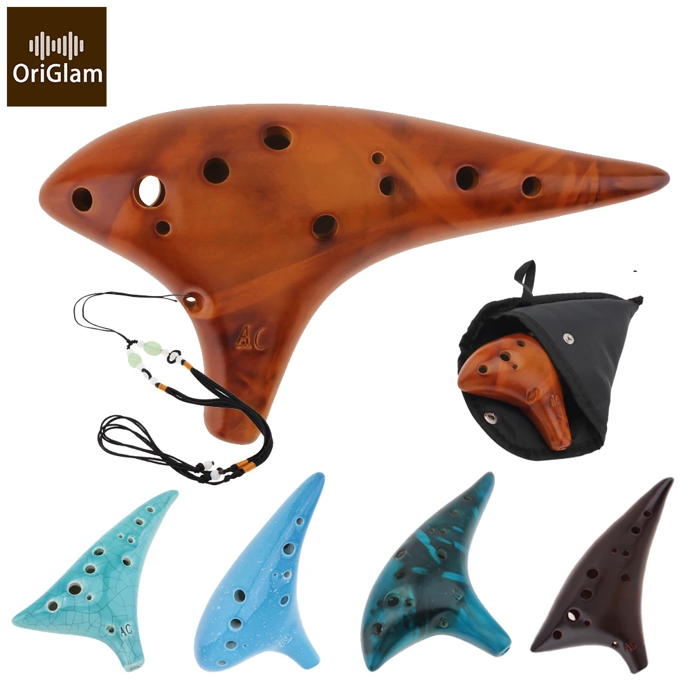 

12 Holes Ocarina Alto Ceramics Flute Beginners Woodwind Musical Instrument