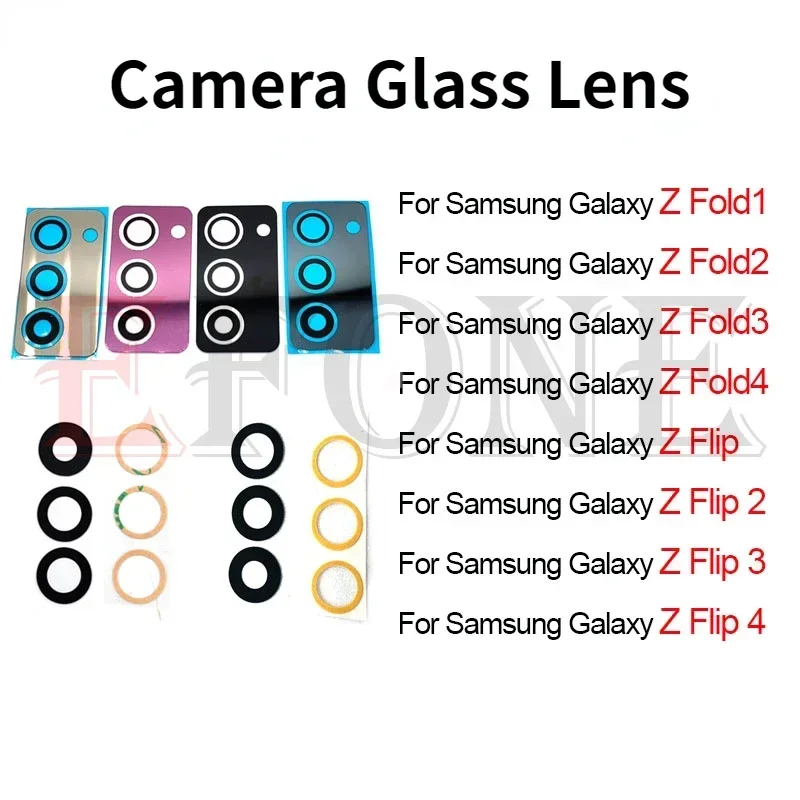 For Samsung Galaxy Z Fold 2 3 4 5 6 Flip 2 3 4 5 6 5G Rear Back Camera Glass Lens With Glue