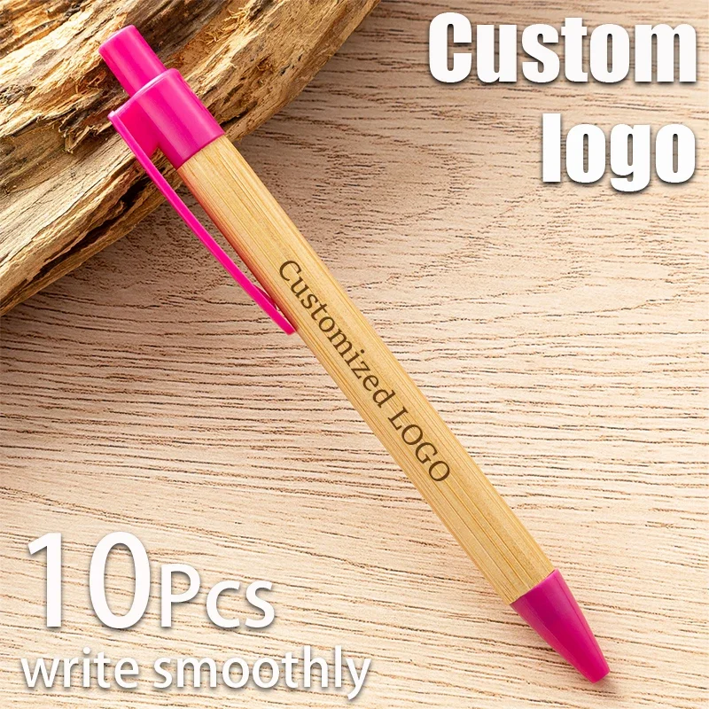 

10-150pcs Student Writing Bamboo Ballpoint Pens Wholesale Commercial Advertising Gift Signature Pen Customized Logo Gift Pens