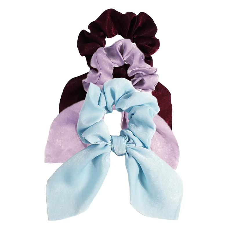 Chiffon Bowknot Silk Hair Scrunchies Women Rabbit Ear Ponytail Holder Hair Ties Hair Rope Rubber Bands Headwear Hair Accessories