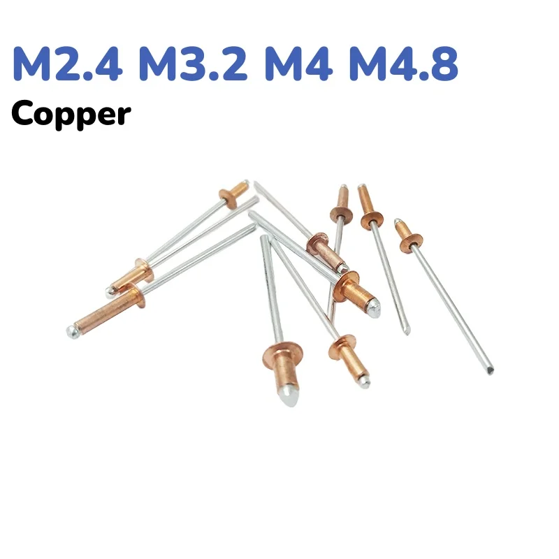 

Заклепка Blind Pop, медь M2.4 M3.2 M4 M4.8, открытый тип, круглая купольная головка, самозатыкающиеся декоративные заклепки