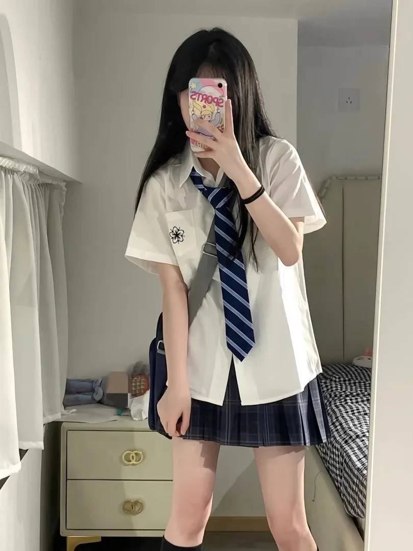 Été femmes école orm irt ort Sve brodé à pois jupe ensemble coupe ample polyvalent Faionable t-pièce ensemble