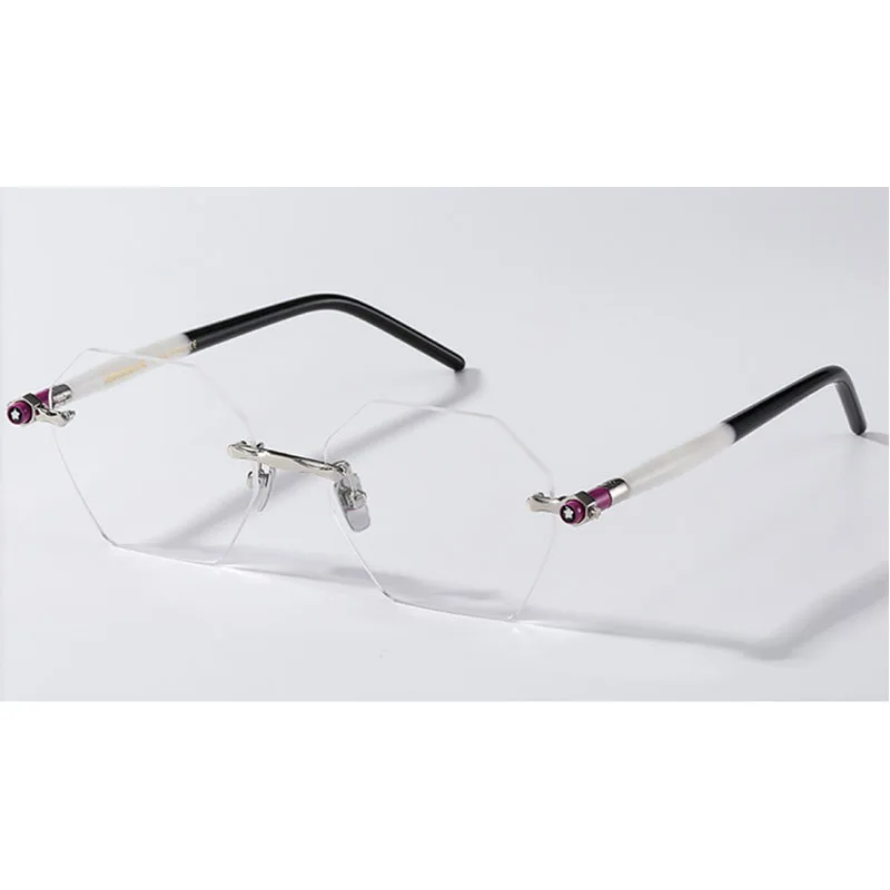 

Belight Optical Irregular Shape Spring Hinge Arm Rimless Glasses Prescription Lens Eyeglasses Retro Frame Eyewear P53