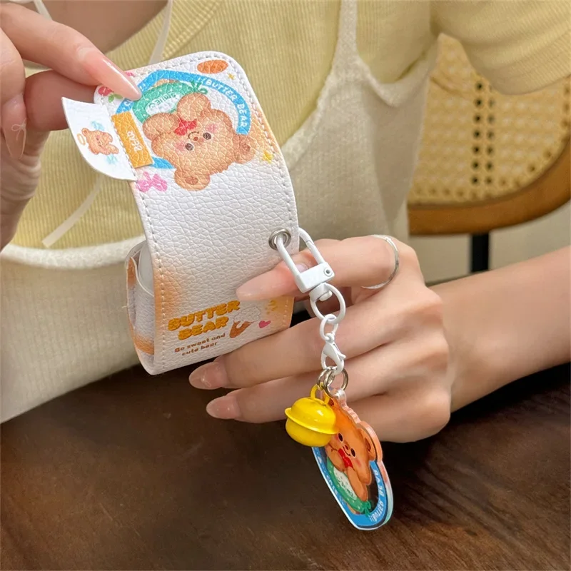 Cute Butter Bear Case for AirPods 4 Airpod 1 2 3 Pro Pro2  Bluetooth Earbuds Charging Box Protective Earphone Case Cover