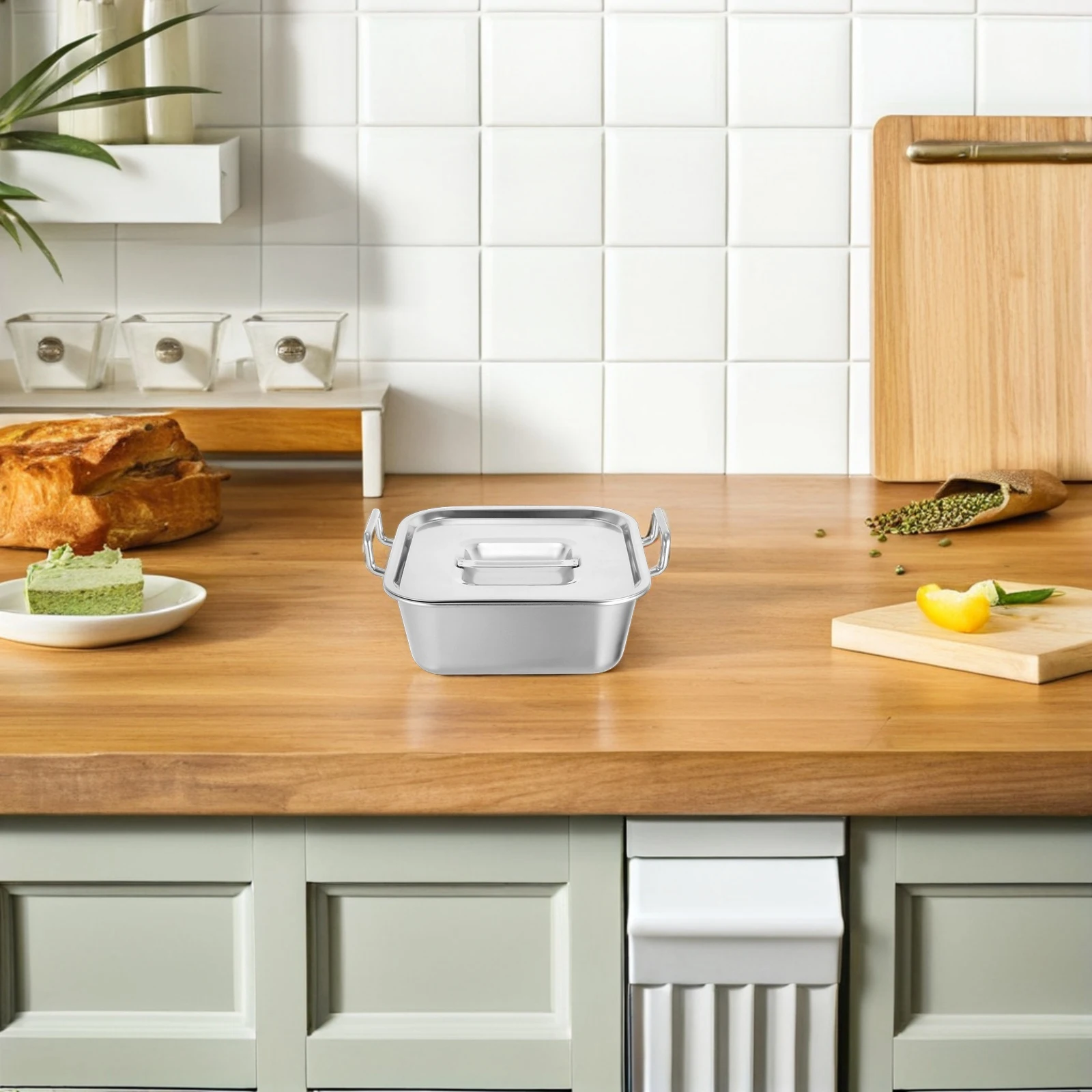 

Square Stainless Steel Tray 304 Flat Base Food Serving Dessert Snack Organizer Restaurant Home Use Easy Clean Metal