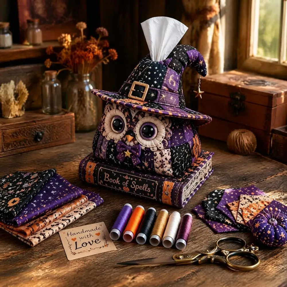 Sewing Materials Halloween Patchwork Fabric Craft Set Diy Sewing Kit for Quilted Tissue Box Cover Handicraft Home Haunted House