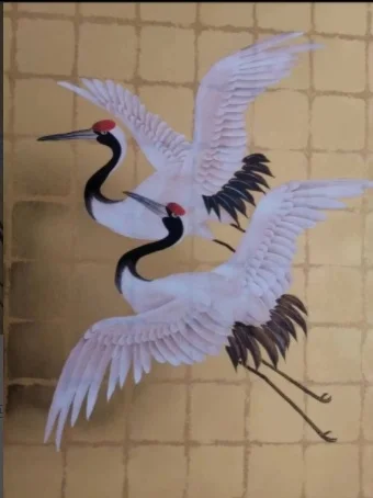 Customized HAND-MADE Wallpapers Hand-Painted Crane/Pine for Bedroom/Living/Study/Dining Room/Porch/Sofa/TV wall Papel Pintado
