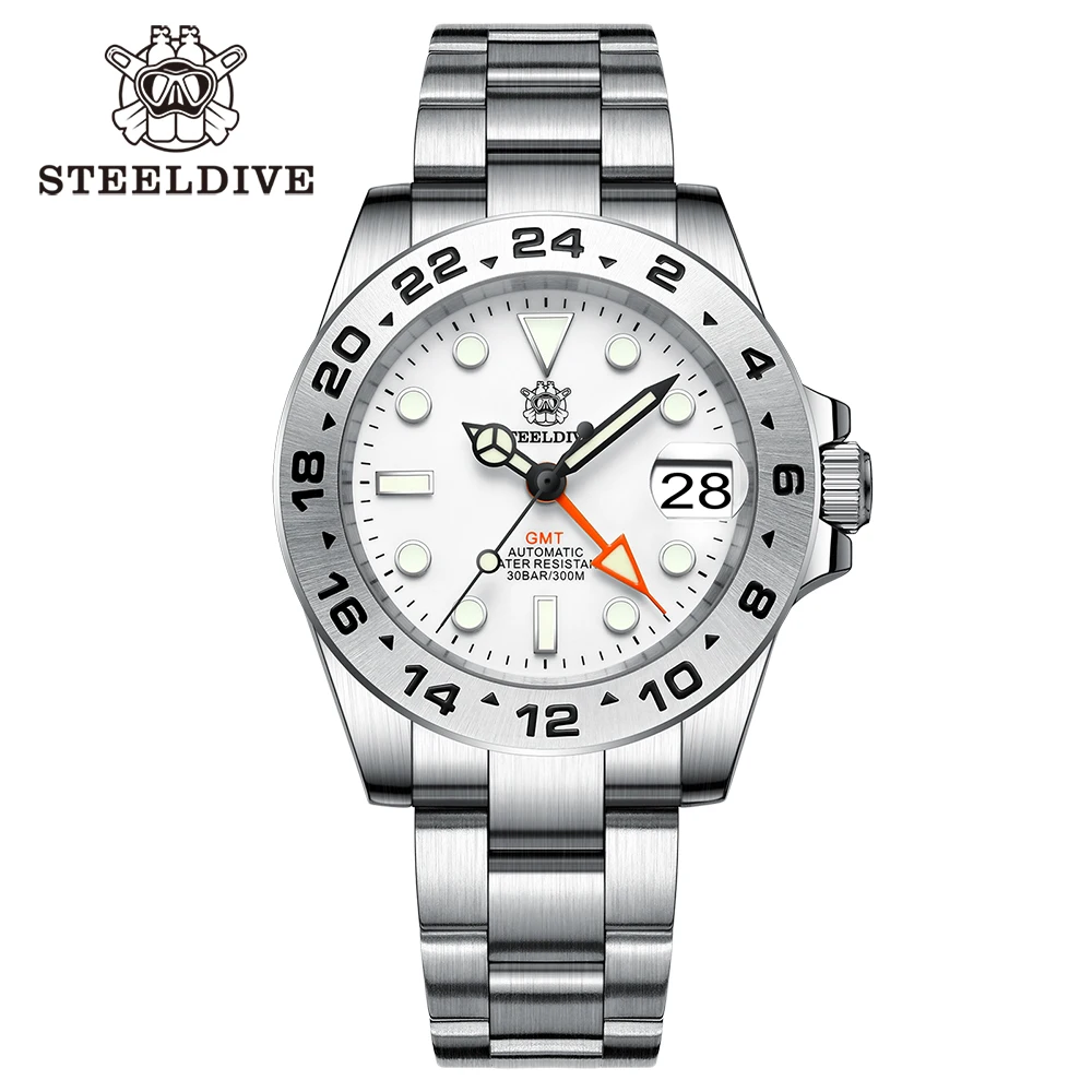 

Luxury GMT Mechanical Watch STEELDIVE SD1992 Steel Bezel Four Pointers NH34 Movement Swiss Luminous 30Bar Waterproof Wristwatch