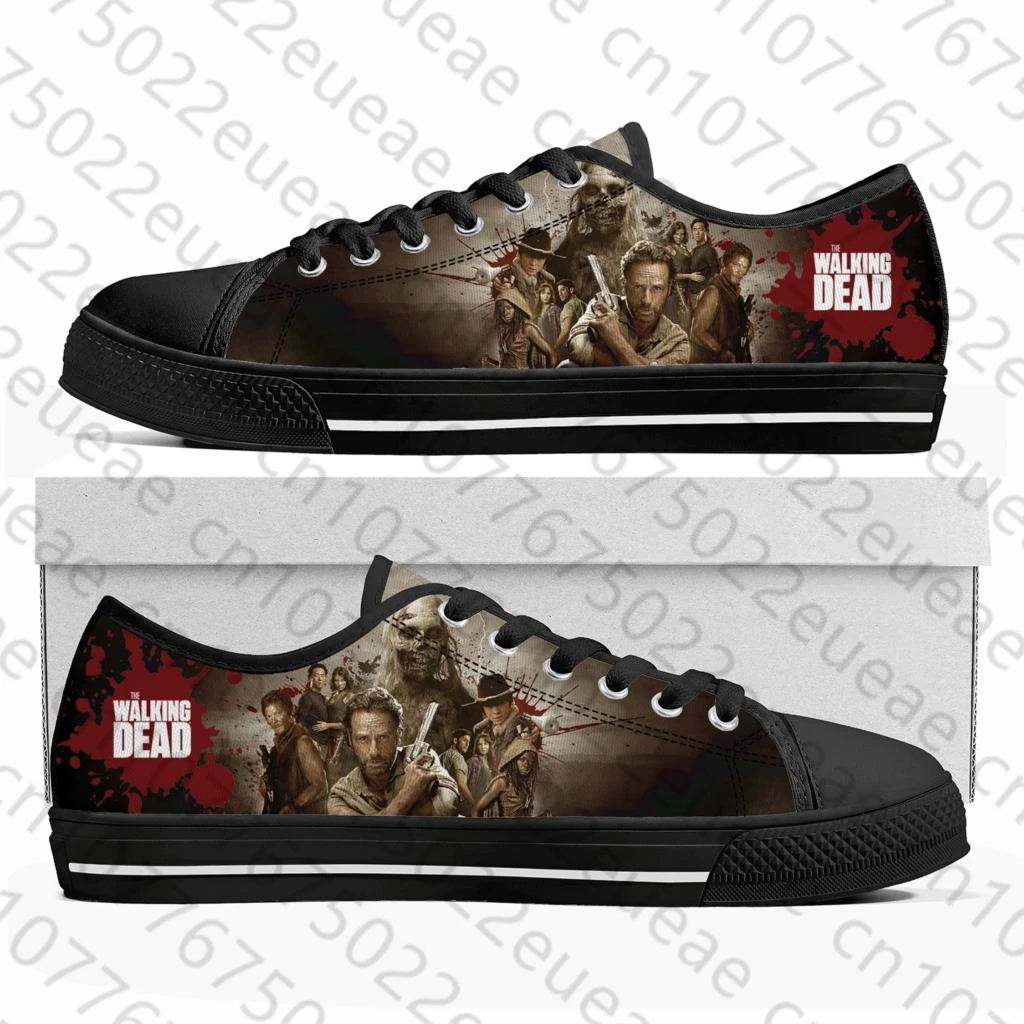 The Walking Dead Horror Low Top Sneakers Mens Womens Teenager Canvas High Quality Sneaker Casual Custom Shoes Customize DIY Shoe