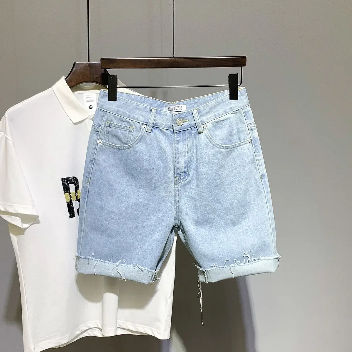 Skinny Black Man Denim Shorts Cargo Slim Short Jeans Pants For Men Harajuku Xl With Premium Summer Luxury Distressed Jorts