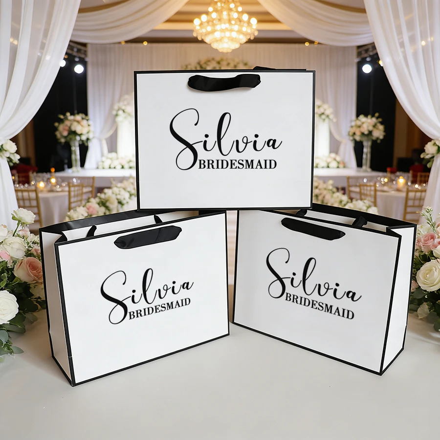 Personalized Bridesmaid gifts paper Bags Custom Name Valentine\'s Day Gifts Bags Eid Mubarak Happy Ramadan Party Wedding Packages