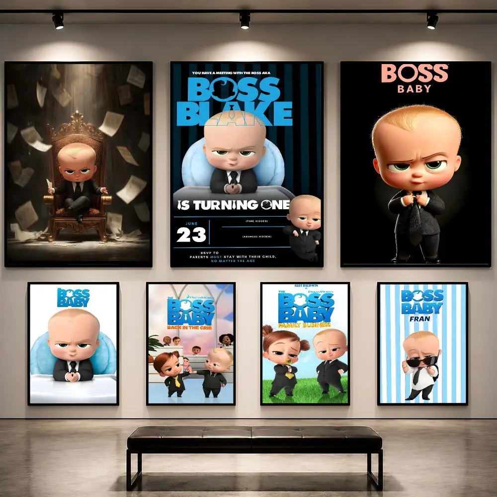 Movie The Boss Baby Funny Cartoon Poster Removable PP Decorative Poster Water-Resistant Print Apartment Dorm Office Cafe Gift