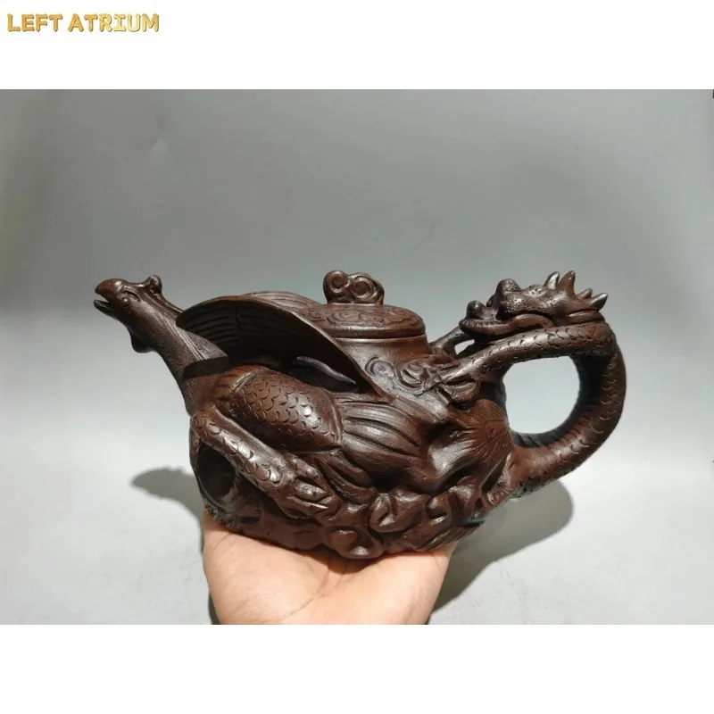 Old Chinese Handicraft Enameled YiXing Zisha (red stoneware) Teapot,In the seventh year of the Shunzhi era of the Qing Dynasty,
