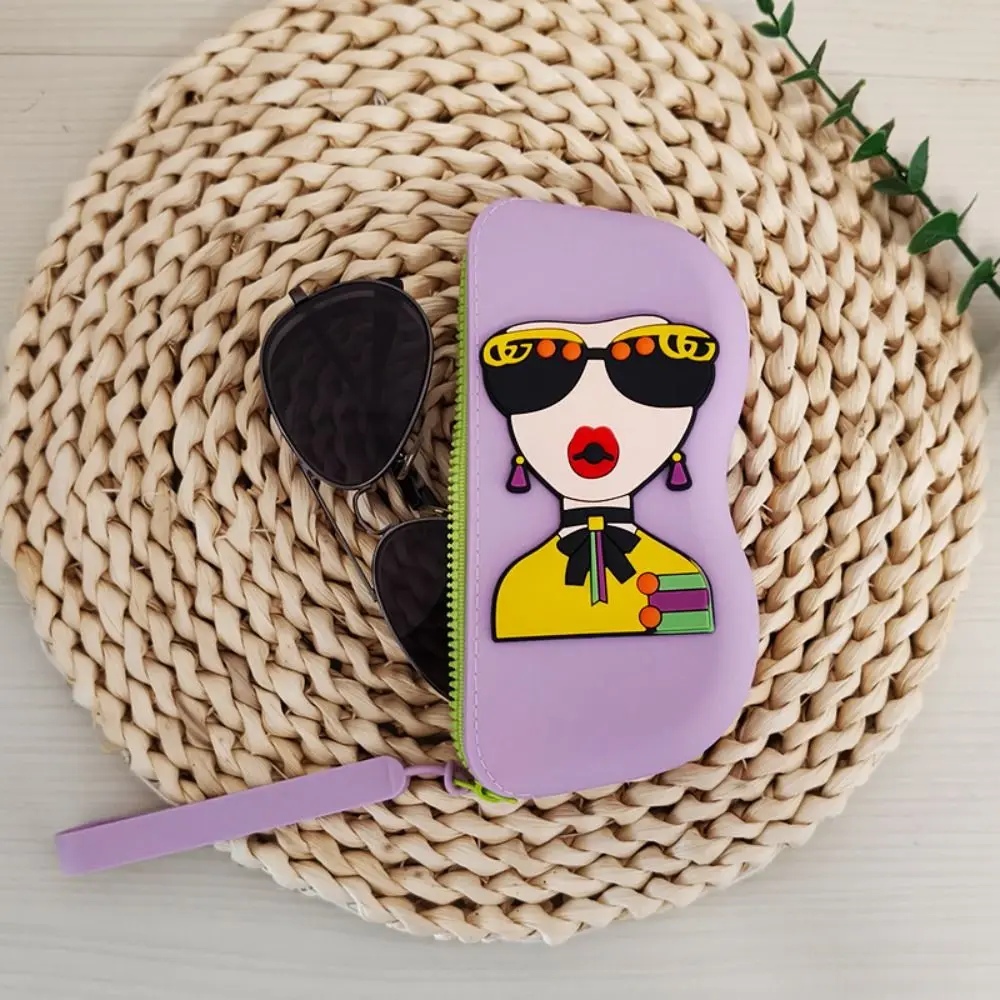 Simple Multifunctional Silicone Glasses Bag Waterproof Cartoon Sunglasses Storage Bag Coin Purse Dustproof Small Items Bag Male
