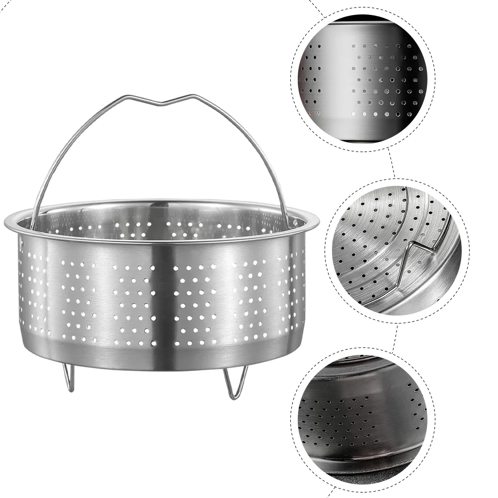 Stainless Steel Rice Steamer Drainable Vegetables Steaming Stand Basket for Dim Sum Rack Food Dumpling Fruit Fryer