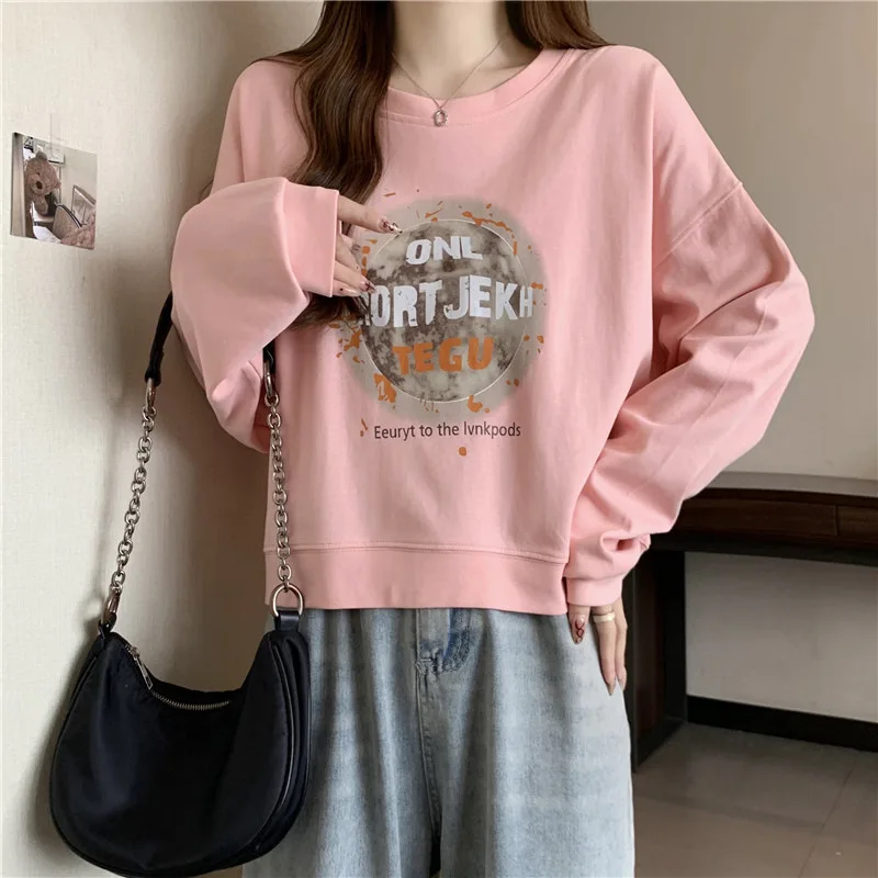 

Женские украшения Y2K, толстовки, темная одежда, одежда для дома, популярная облегающая вышивка с круглым вырезом, украшение для юниоров, массивная защита от холода