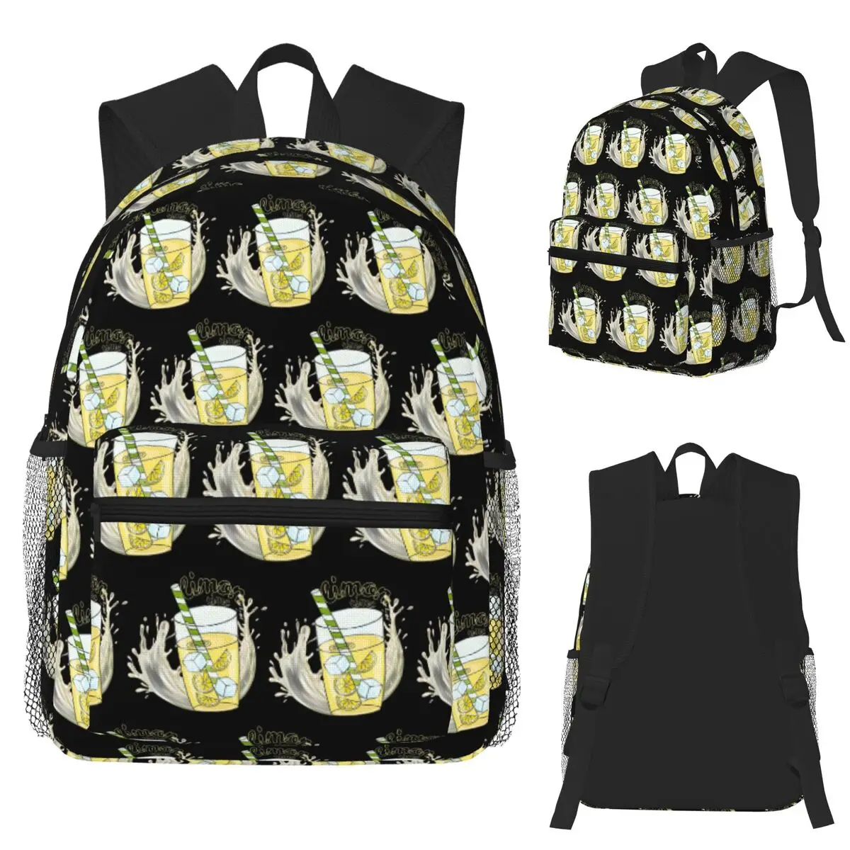 

Limon Time, Fresh Lemon Juice Summer Vibes For Dark Background Backpack School Bag Hiking Travel Daypack Bookbag Shoulder Bags