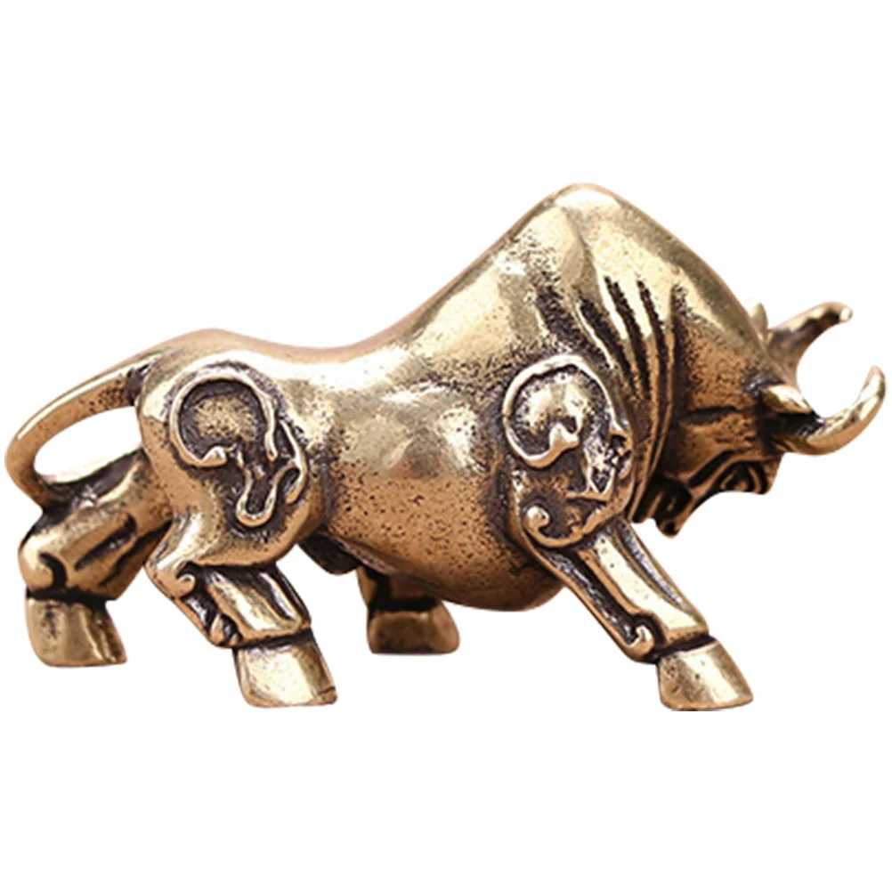 

Ox Shape Desktop Ornament Brass Metal Decor Creative Portable Home Decoration Adornment Elegant Art Handicraft
