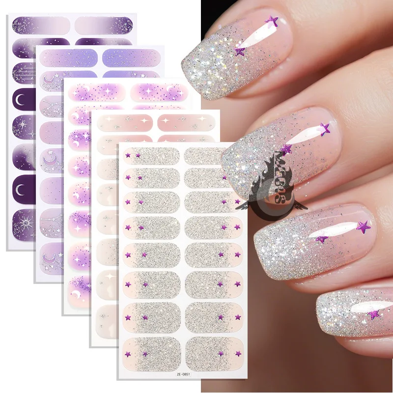

MEBIS 16 Tips Silver Nail Accessories Stickers Nail Parts Tamagotchi Seal for Manicure Fake Nails Sliders for Nails Material