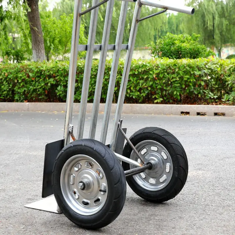 Galvanized pipe thickened tiger two-wheel trolley truck trolley trailer pull truck load pull extra thick wheel