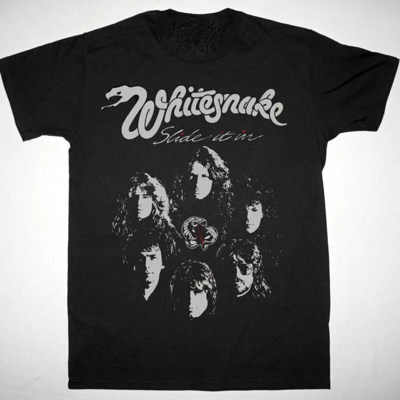 

Vintage WHITESNAKE Slide It In Cotton Black Full Size Unisex Shirt J841 Luxury oversizedAnime pattern clothing