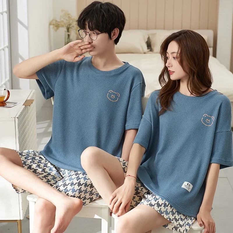 

Sleepwear Couple Clothing Homewear Summer Thin Cartoon Sweet Comfortable Casual Simple Breathable Versatile Loose Fit Large Size