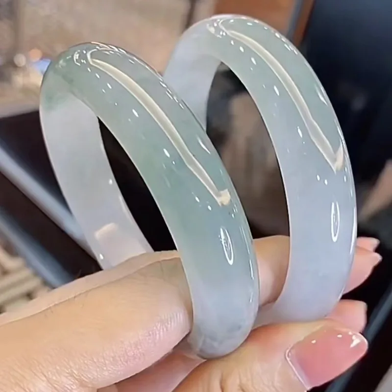 Oil-green, floating-flower, - jade bracelet, old mine, round shape, clear water, imperial consort style, ice-type, glutin