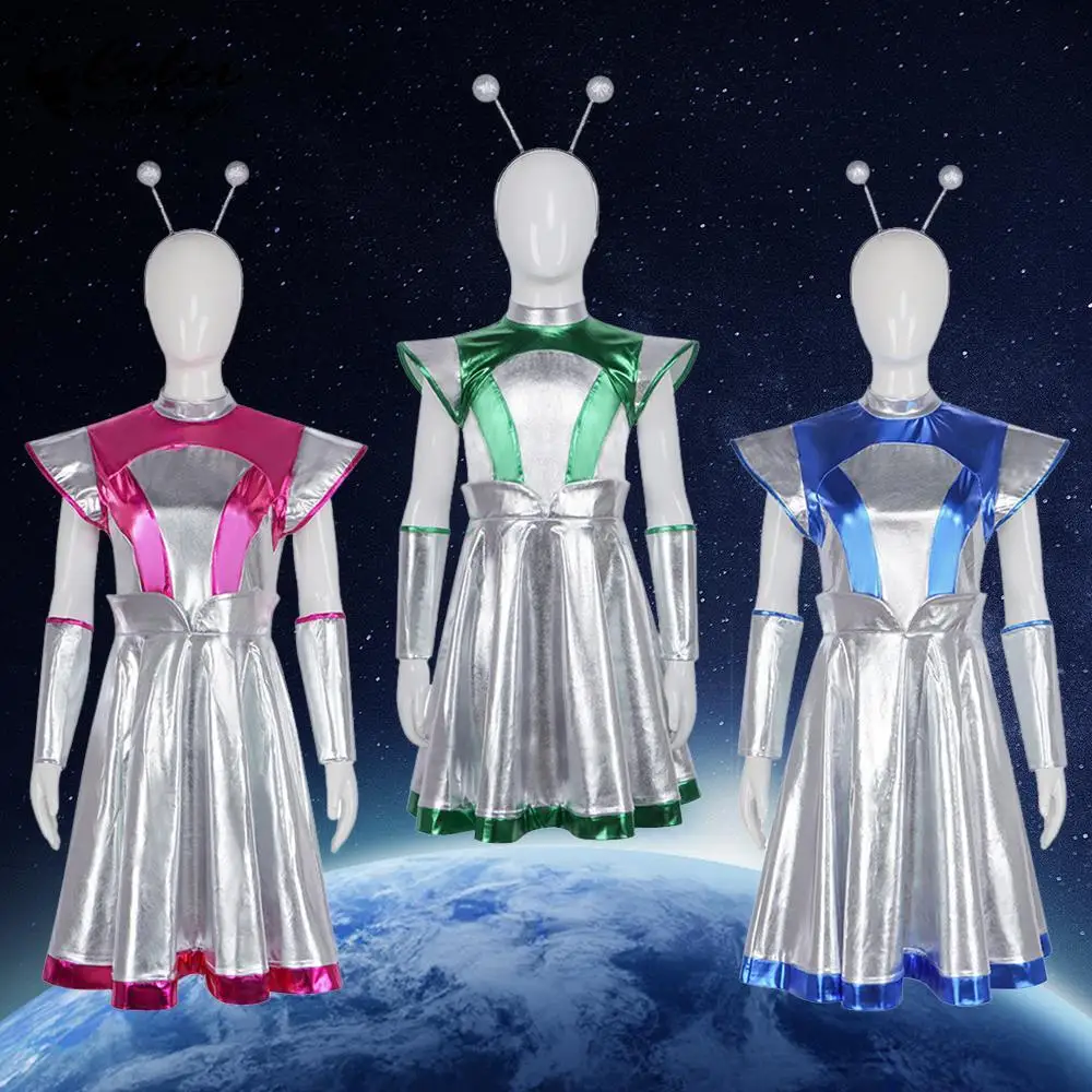

Color Cosplayer Halloween Dress Astronaut Cosplay Costume Alien Dress Girl Robot Outfit Carnival Wear Women Festival Clothing