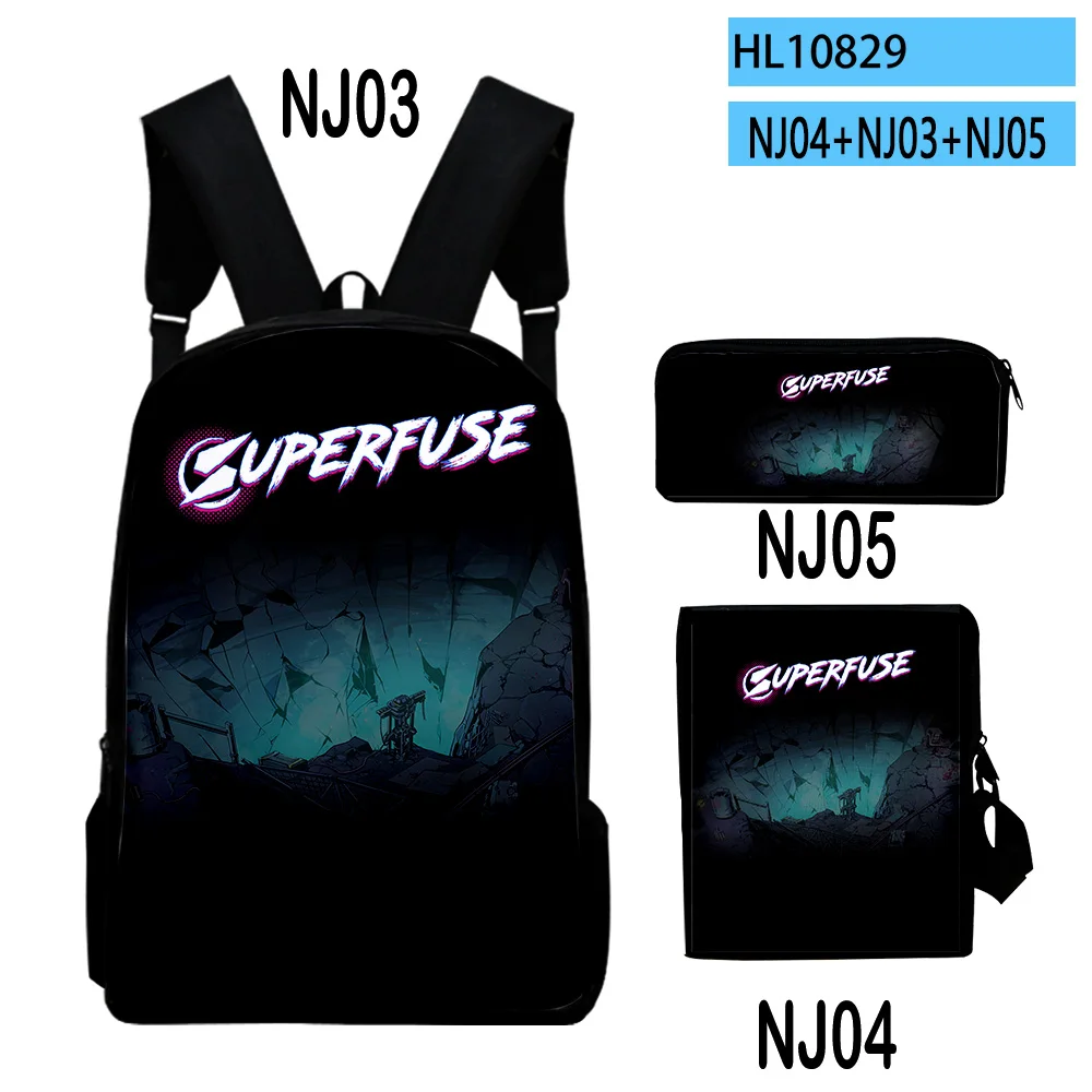 Classic Superfuse ARPG Game 3D Print 3pcs/Set pupil School Bags Laptop Daypack Backpack Inclined shoulder bag Pencil Case