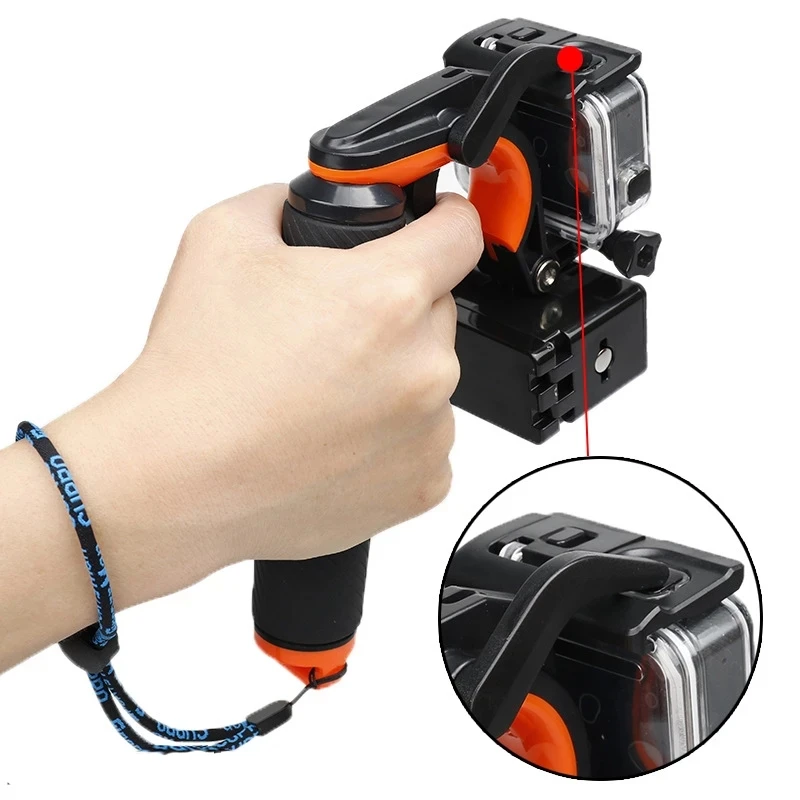 2 in 1 Shutter Pistol Trigger Float Handle Grip Diving Handheld Selfie Stick Set For Gopro 7 6 5  DJI Osmo Action Camera